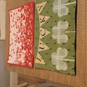 2 Valentine's Day and 2 St Patrick's Day cloth Placemats